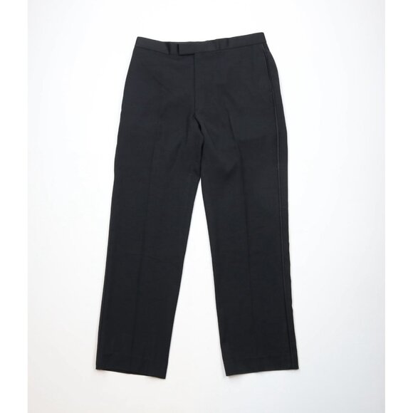 Vintage Y2K Streetwear Mens 36x32 Satin Striped Tuxedo Wedding Suit Pants Black